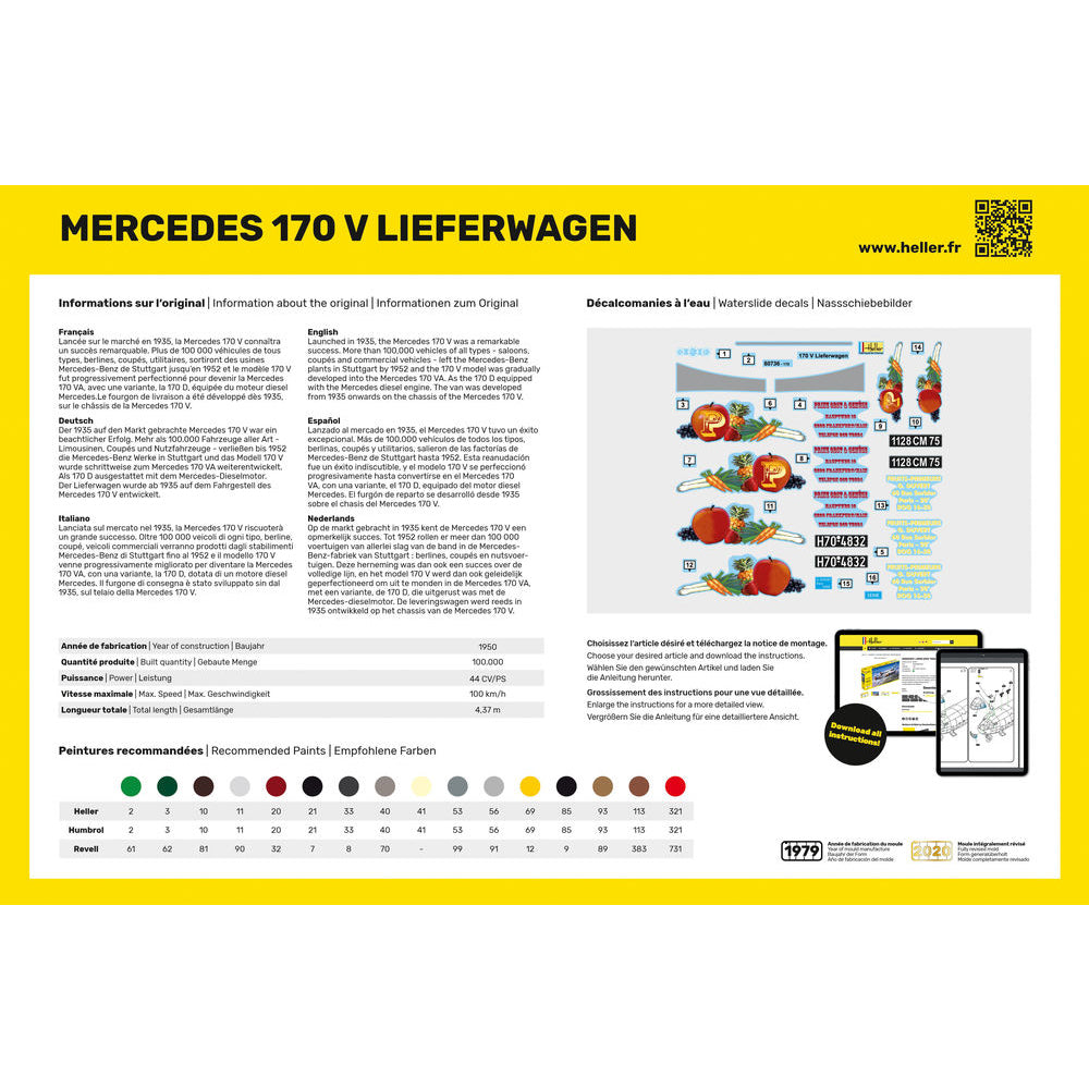 Heller 80736 MB 170 Lieferwagen 1:24 Model Kit
