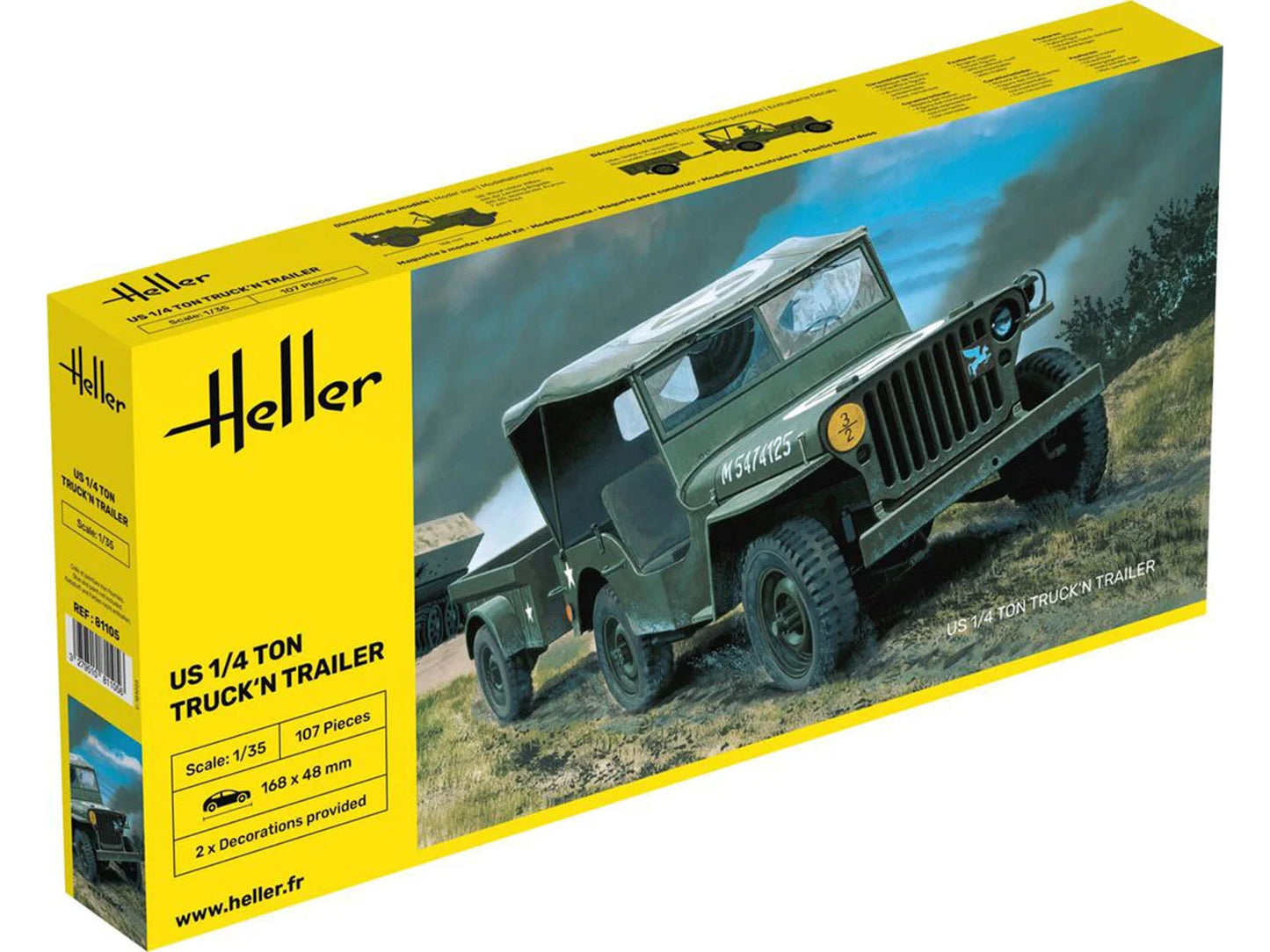 Heller 81105 US 1/4t Truck & Trailer 1:35 Model Kit