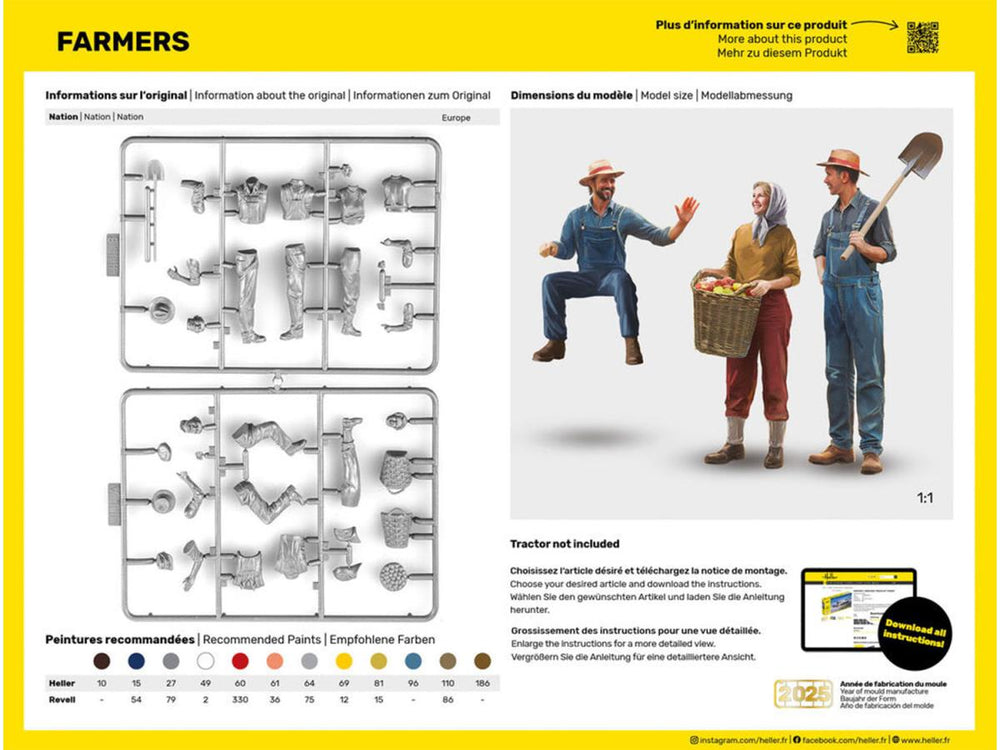 Heller 82752 Farmers Figures 1:24 Model Kit