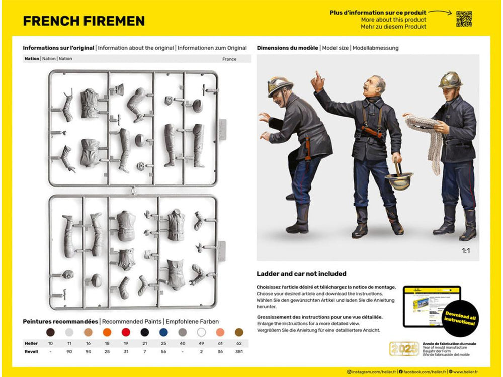 Heller 82753 French Fireman Figures 1:24 Model Kit