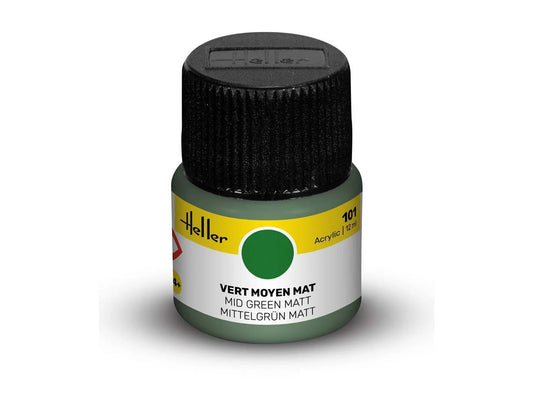 Heller 9101 101 Mid Green Matt Acrylic Paint 12ml
