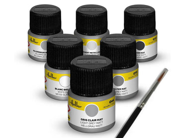 Heller 9401 Civil Aircraft Acrylic Paints (6) & Brush Set