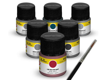 Heller 9405 Navy Acrylic Paints (6) & Brush Set
