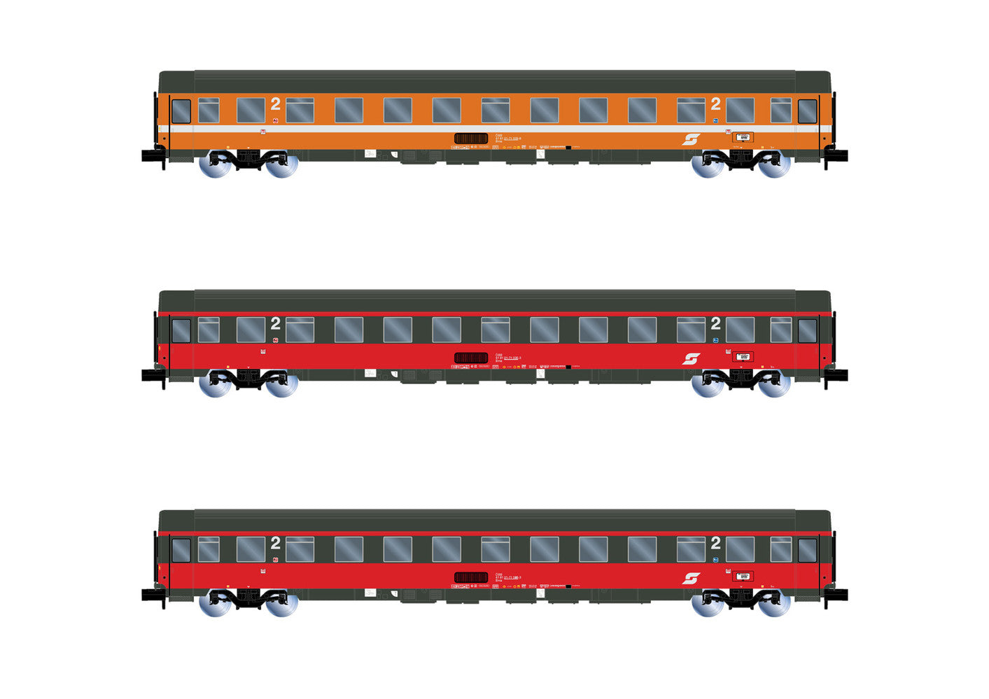 Arnold HIN4391  Eurocity Mozart Coach Set 2 (3) IV N Gauge