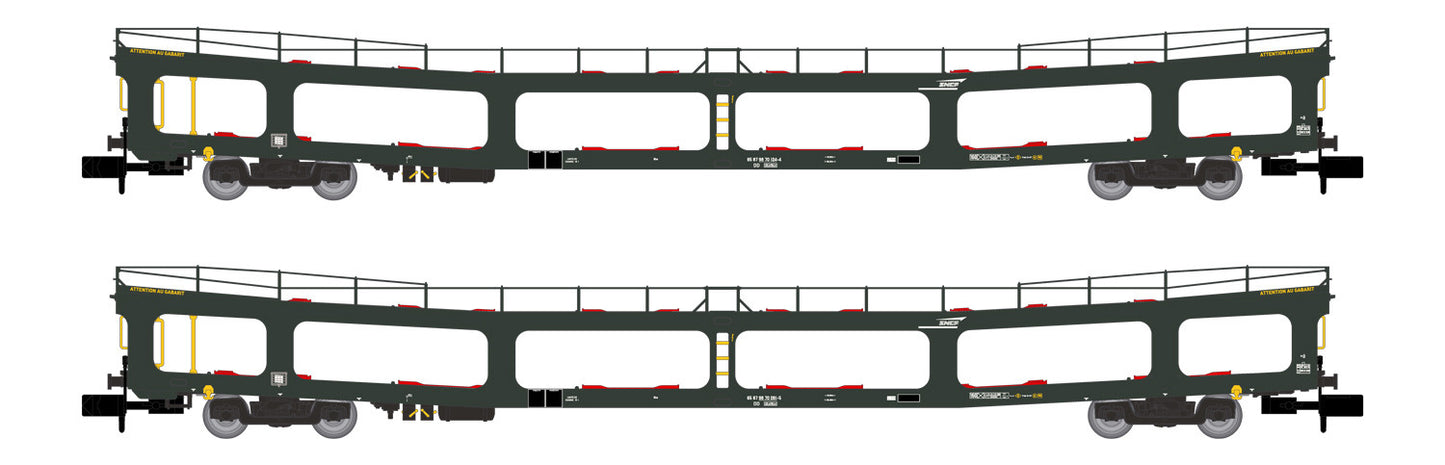 Arnold HIN4412  SNCF DD DEV66 Green Car Transporter Set (2) V N Gauge