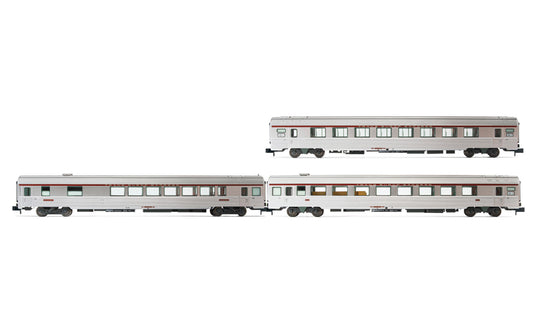 Arnold SNCF TEE Cisaplin Milan-Paris Coach Set Silver (3) IV HIN4440 N Gauge