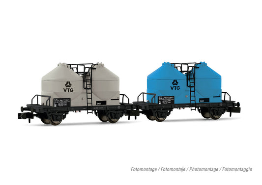 Arnold DR-Miet Ucs 2 Axle Silo Wagon VTG Grey Set (2) IV HIN6640 N Gauge