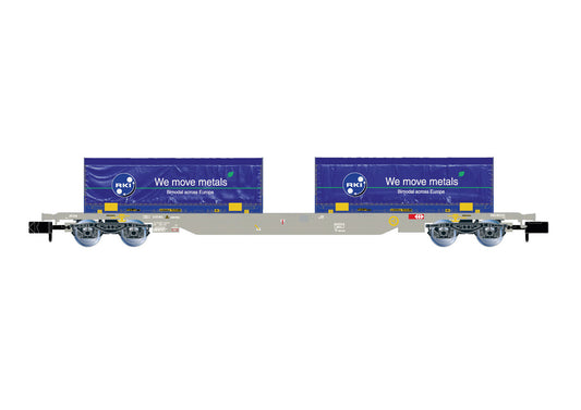 Arnold DBAG Bogie Flat Wagon w/2x22' Rhienkraft Container V HIN6659 N Gauge
