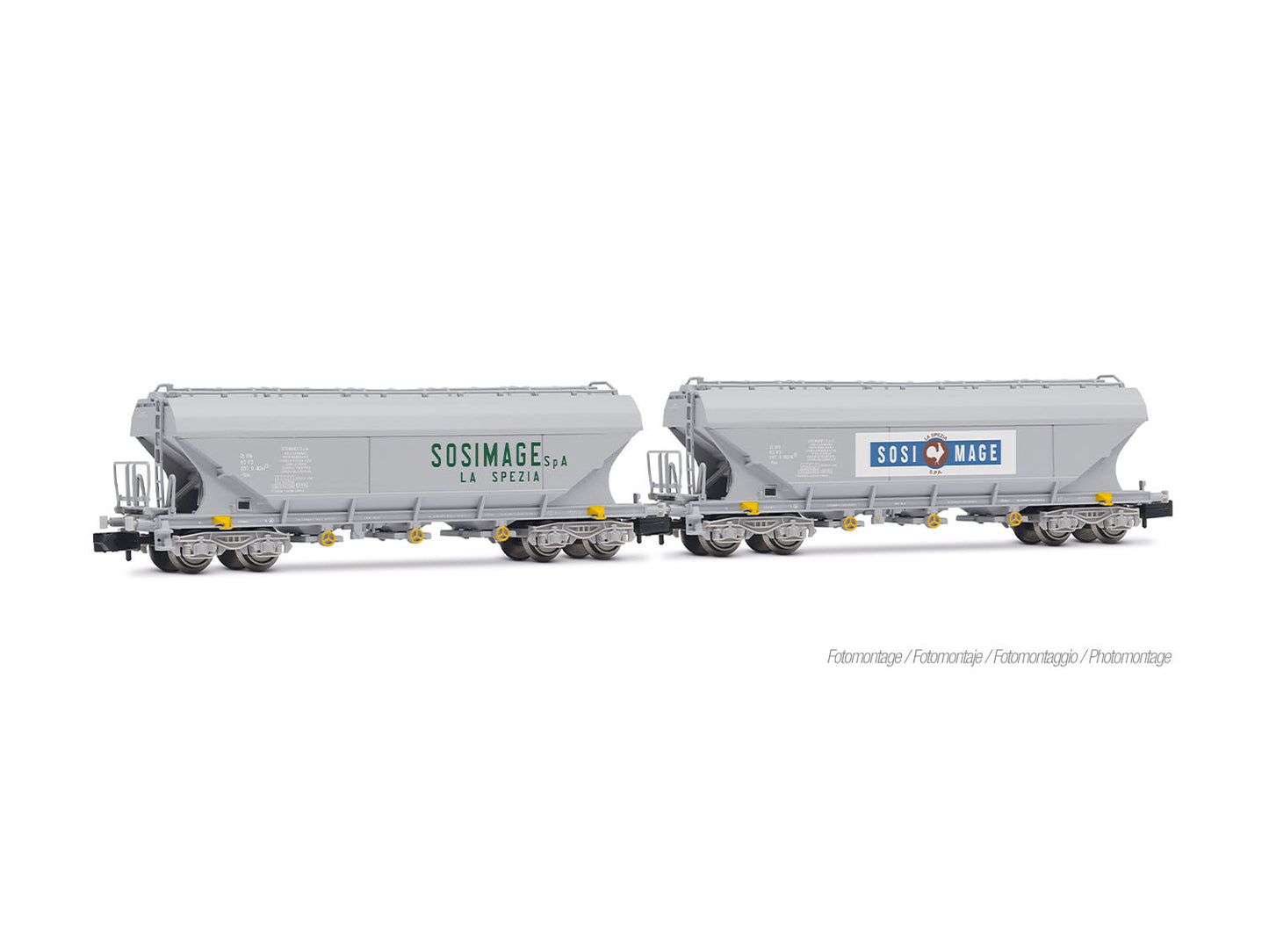 Arnold HIN6736 FS Sosimage Flat Sided Hopper Wagon Set (2) IV N Gauge