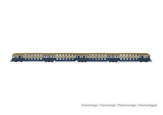 Arnold DR Bi-Level Coach Set Blue/Grey (4) IV HIN9521 TT Gauge