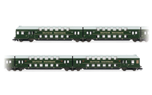 Arnold DR Green/Grey Bi-Level Coach Set (4) III TT Gauge HIN9523