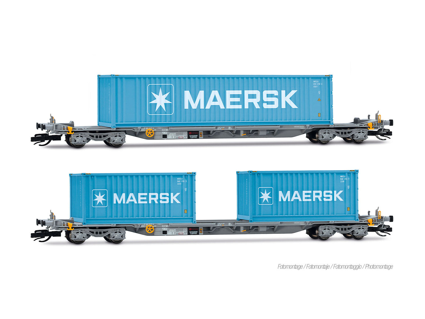 Arnold HIN9765 DBAG Flat Wagon w/Maersk Container Load Set (2) VI TT Gauge