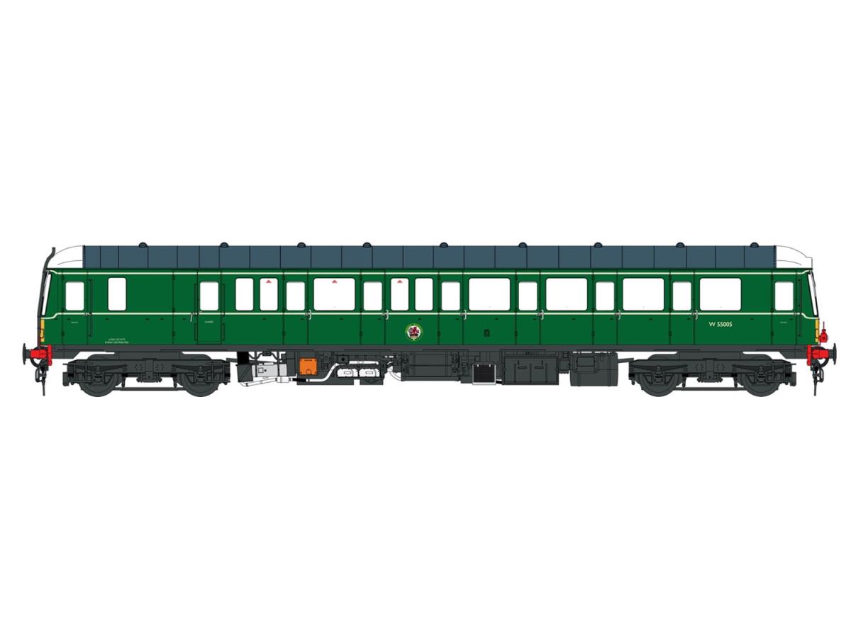 Heljan Class 122 M55005 BR Green w/Small Yellow Panels HN1261 TT Gauge