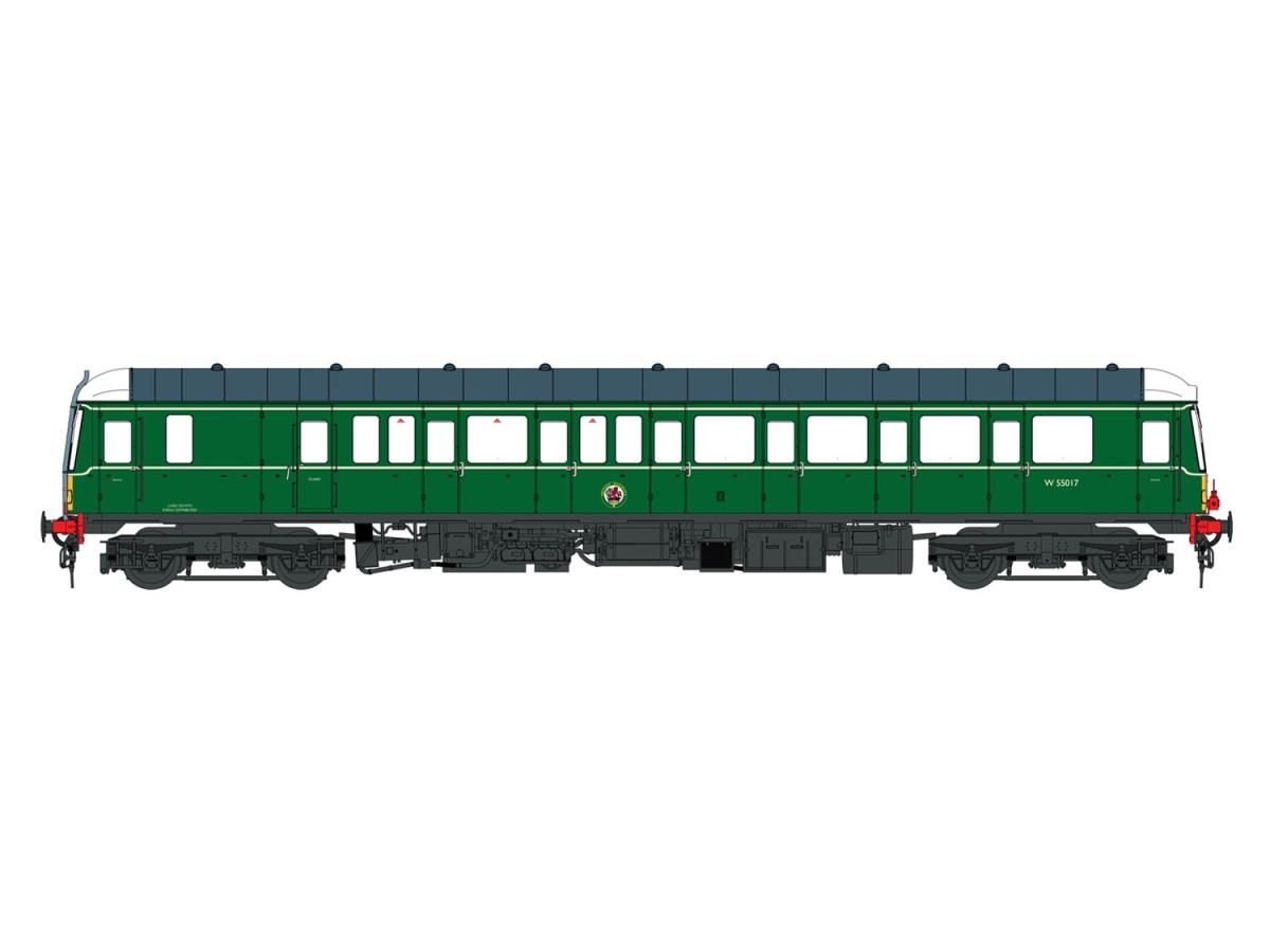 Heljan Class 122 W55003 BR Green w/Small Yellow Panels HN1262 TT Gauge