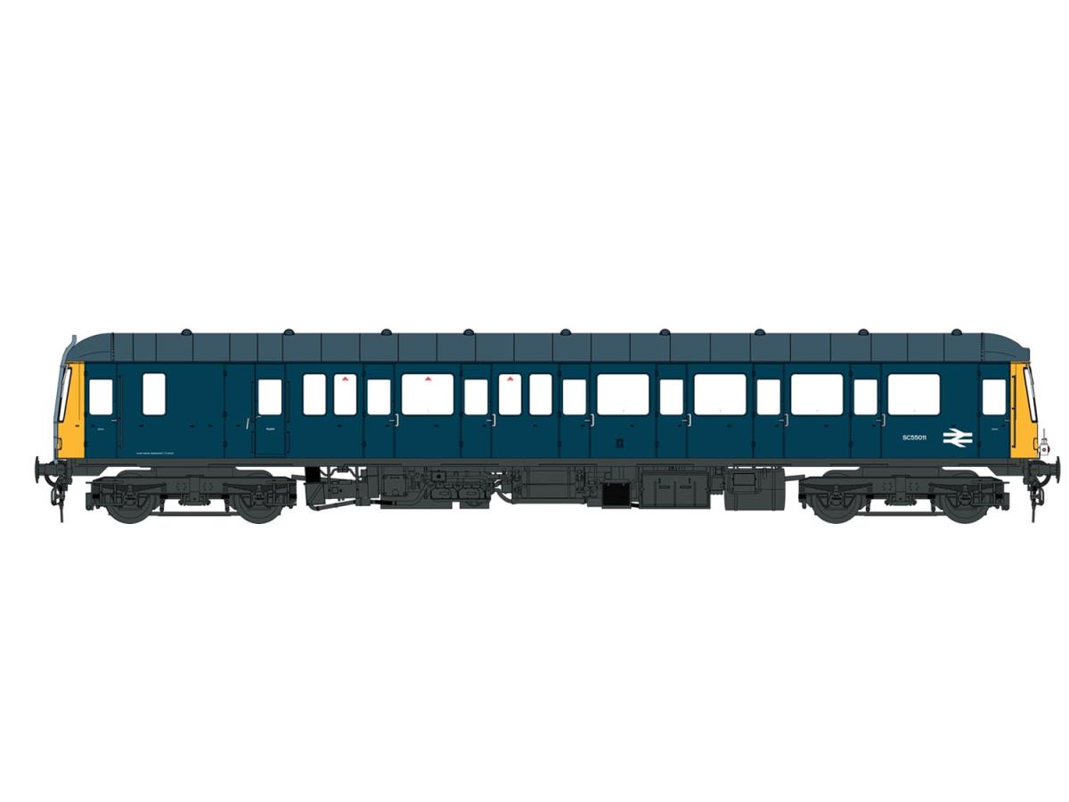 Heljan Class 122 Sc55011 BR Blue w/Full Yellow Ends HN1264 TT Gauge