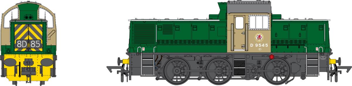 Heljan 1413  Class 14 D9545 BR Green w/Wasp Stripes Weathered OO Gauge