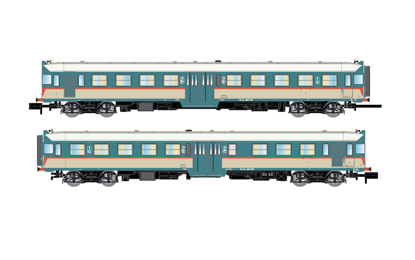 Arnold HN2569 FS, 2-units pack ALn 668 3100 series (1 double door) original livery, rounded windows, ep. IV N Gauge