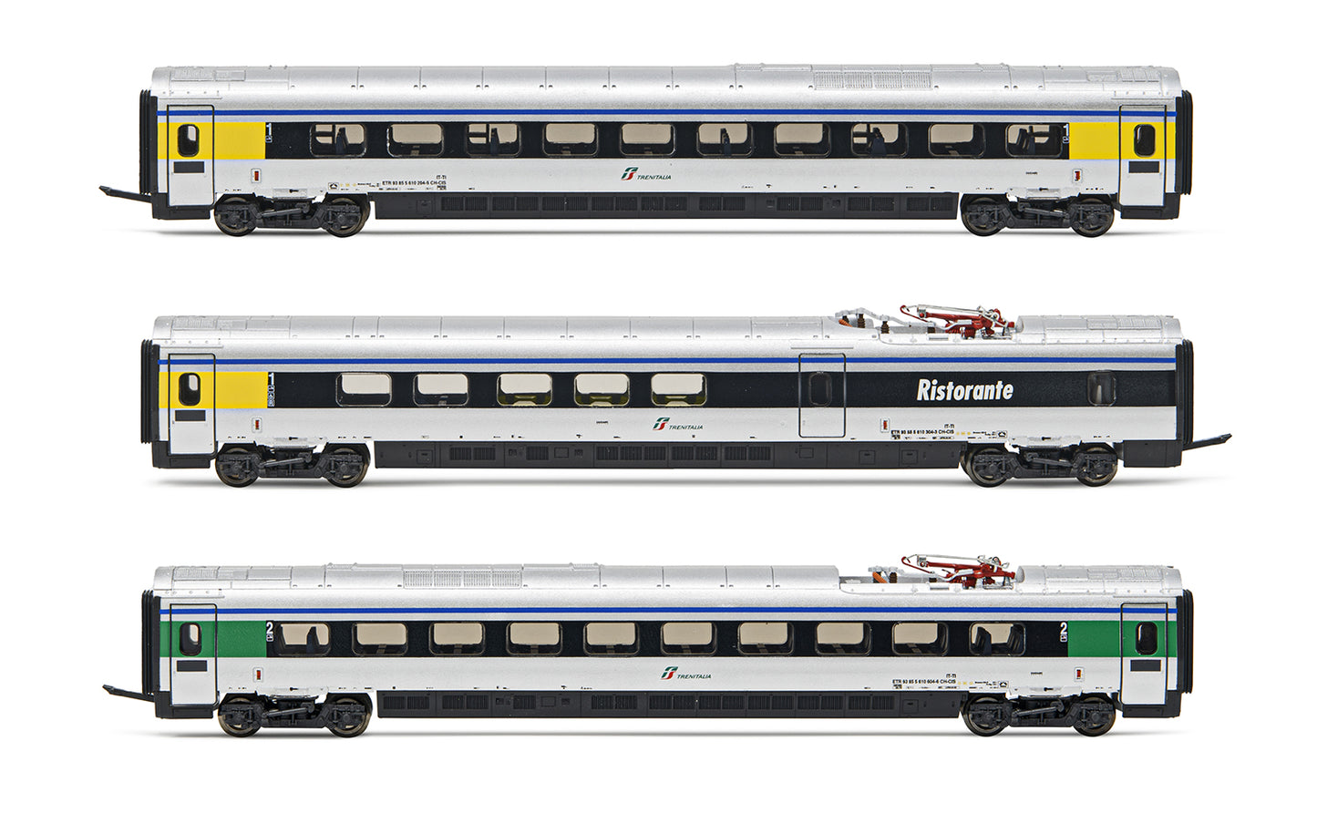Arnold HN3504 FS Trenitalia, 3-unit pack ETR 610 intermediate coaches, ex Cisalpino livery, period VI N Gauge