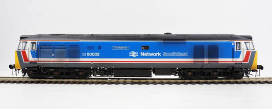 Heljan HN4038 Class 50 032 'Courageous' Network SouthEast Weathered O Gauge Diesel Loco