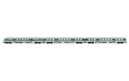 Arnold HN4366 DB AG, 3-unit pack regional coaches (1), 1 x control cab coach, 1 x ABy, 1 x By, period V, mintgreen/white N Gauge