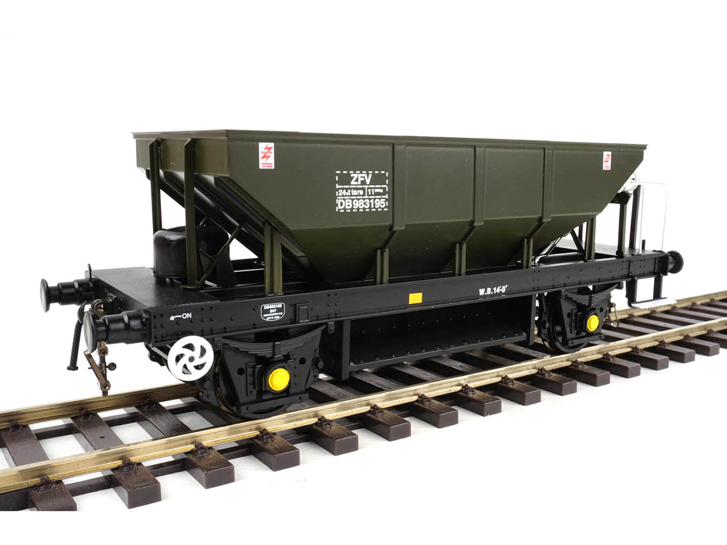 Heljan 4380  Dogfish Hopper BR Olive Green Late DB983195 O Gauge