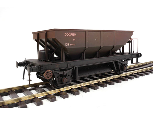 Heljan 4381  Dogfish Hopper BR Olive Green Early DB993413 Weathered O Gauge
