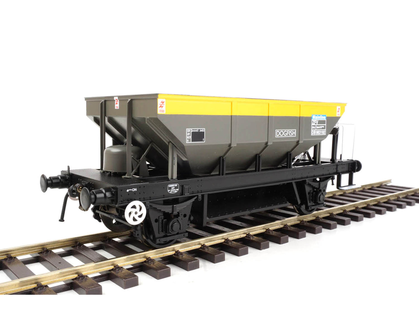 Heljan 4387  ZFV Dogfish Hopper BR Dutch Grey/Yellow DB983192 Mainline O Gauge