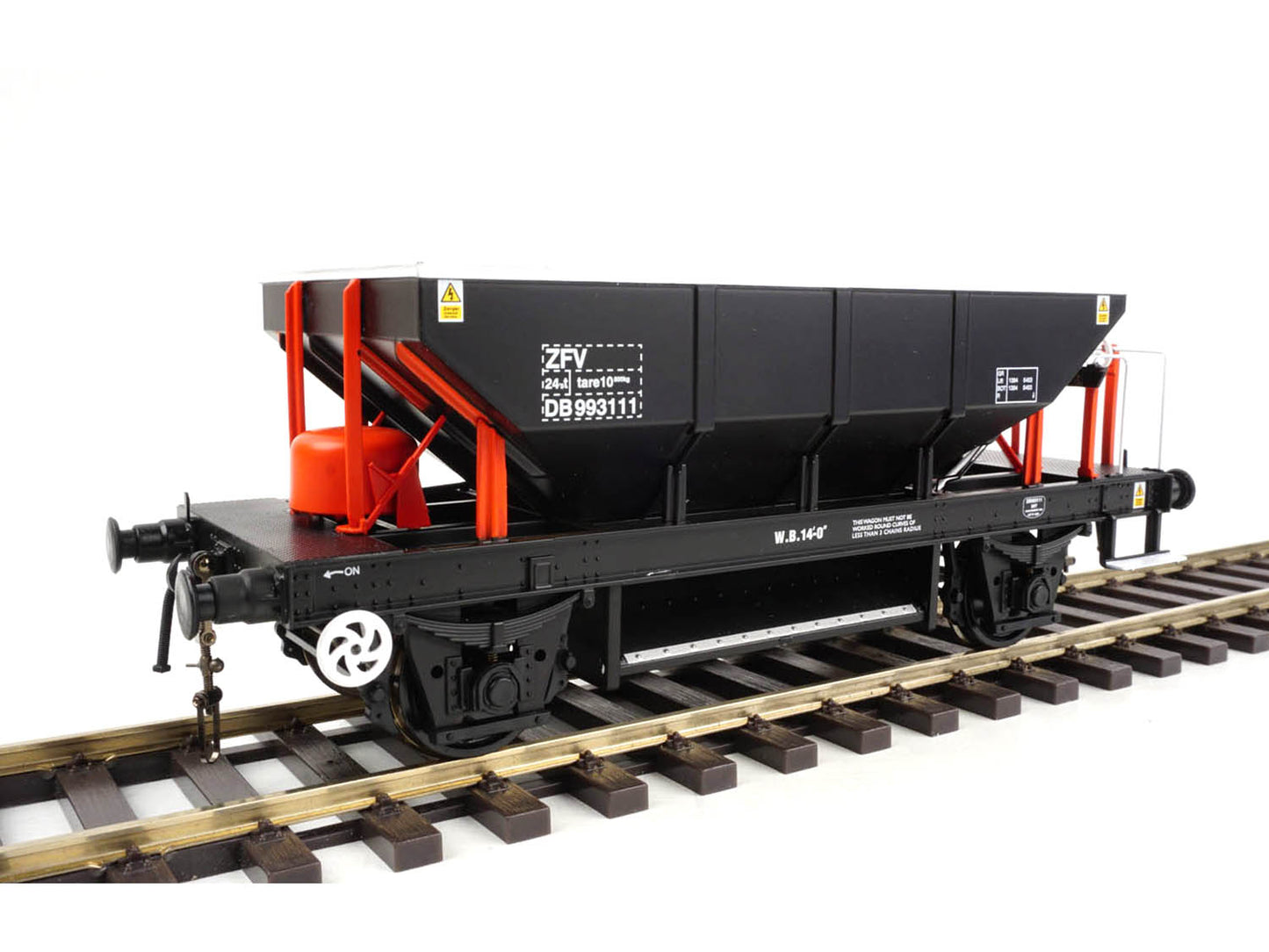 Heljan 4388  ZFV Dogfish Hopper Loadhaul Black/Orange DB993111 O Gauge