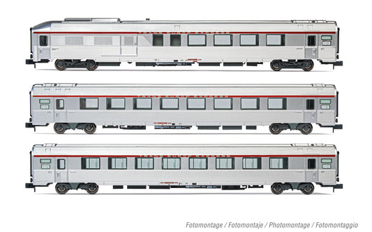 Arnold HN4441 SNCF, 3-unit pack TEE "Cisalpin" (Milan - Paris), pack 2/2, A4Dtux + A8u + A8tu, silver livery, ep. IV N Gauge