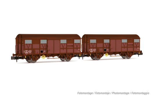 Arnold HN6570 SNCF, 2-unit pack 2-axle covered wagons type Kv (Permaplex walls), ep. III N Gauge