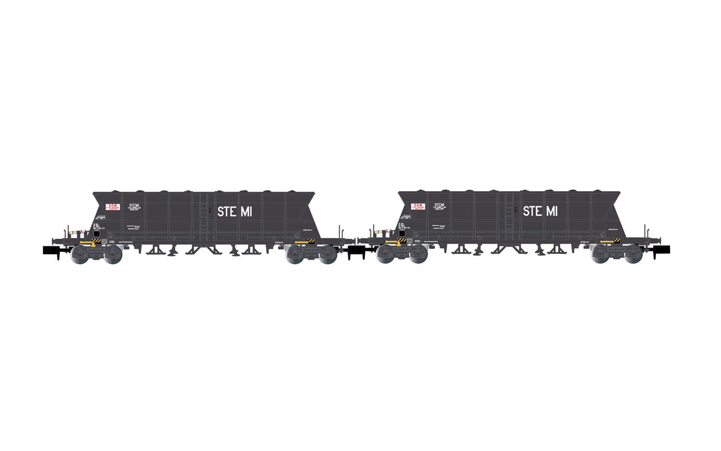 Arnold HN6615 SNCF, 2-unit pack 4-axle coal hopper wagons Faoos "S.G.W. / STEMI", ep. IV N Gauge