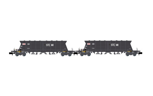 Arnold HN6615 SNCF, 2-unit pack 4-axle coal hopper wagons Faoos "S.G.W. / STEMI", ep. IV N Gauge
