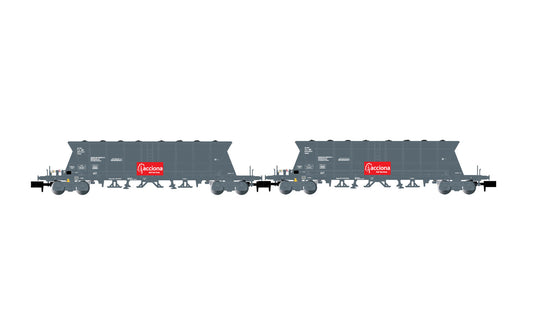 Arnold HN6618 ACCIONA, 2-unit pack 4-axle hopper wagons Faoos, brown livery, ep. VI N Gauge