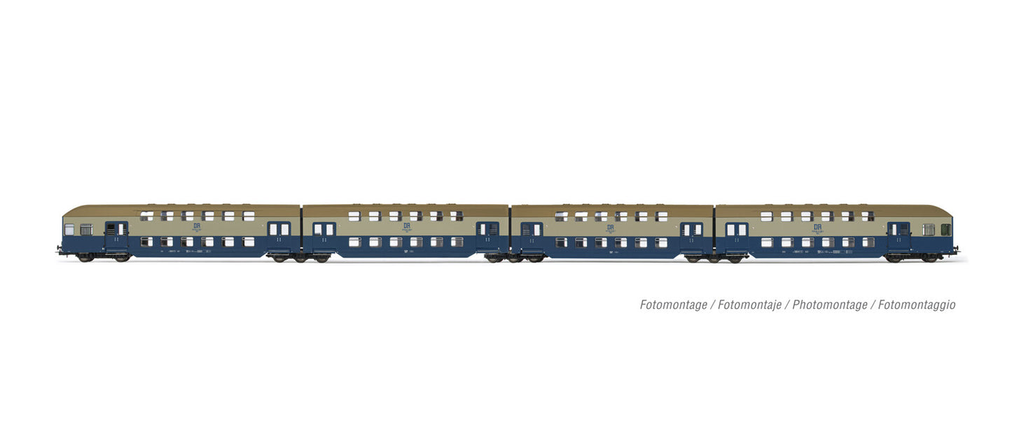 Rivarossi DR Bi-Level Coach Set Blue/Grey (4) IV HR4371 HO Gauge