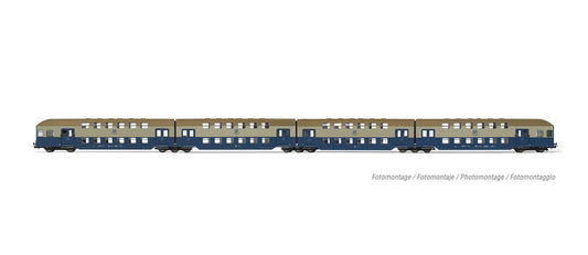 Rivarossi DR Bi-Level Coach Set Blue/Grey (4) IV HR4371 HO Gauge
