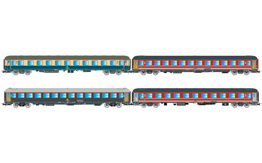 Rivarosssi FS/DB/NS Italien-Holland Express Coach Set (4) V HO Gauge HR4375