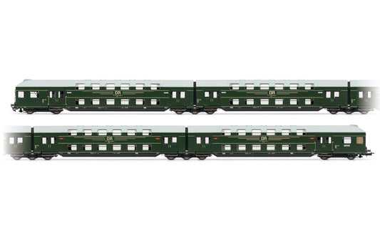 Rivarosssi DR Green/Grey Bi-Level Coach Set (4) III HO Gauge HR4392
