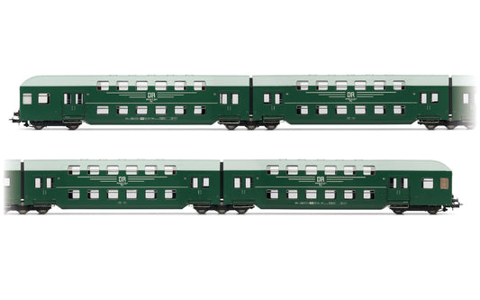 Rivarosssi DR Green/Grey Bi-Level Coach Set (4) IV HO Gauge HR4393
