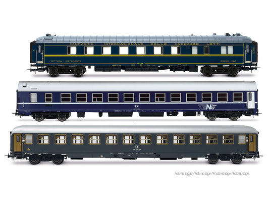 Rivarossi 4410 FS Exp234/235 Remus Roma-Wien Coach Set (3) IV HO Gauge
