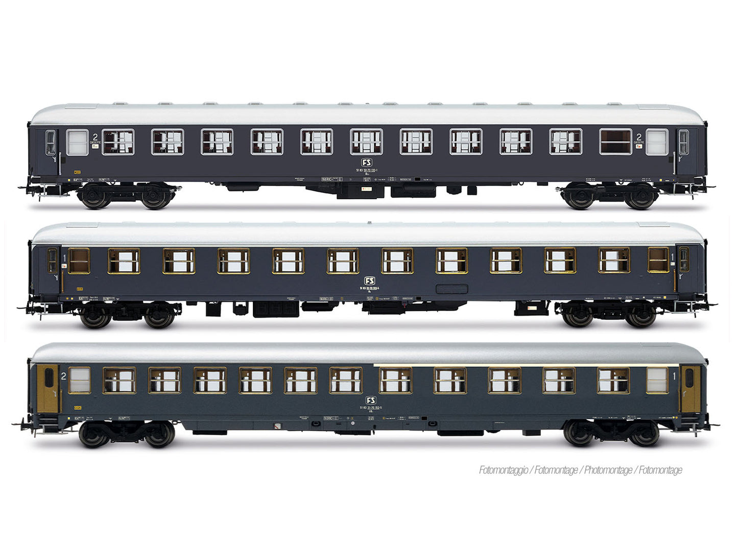 Rivarossi 4412 FS Exp234/235 Remus Roma-Wien Coach Set (3) IV HO Gauge