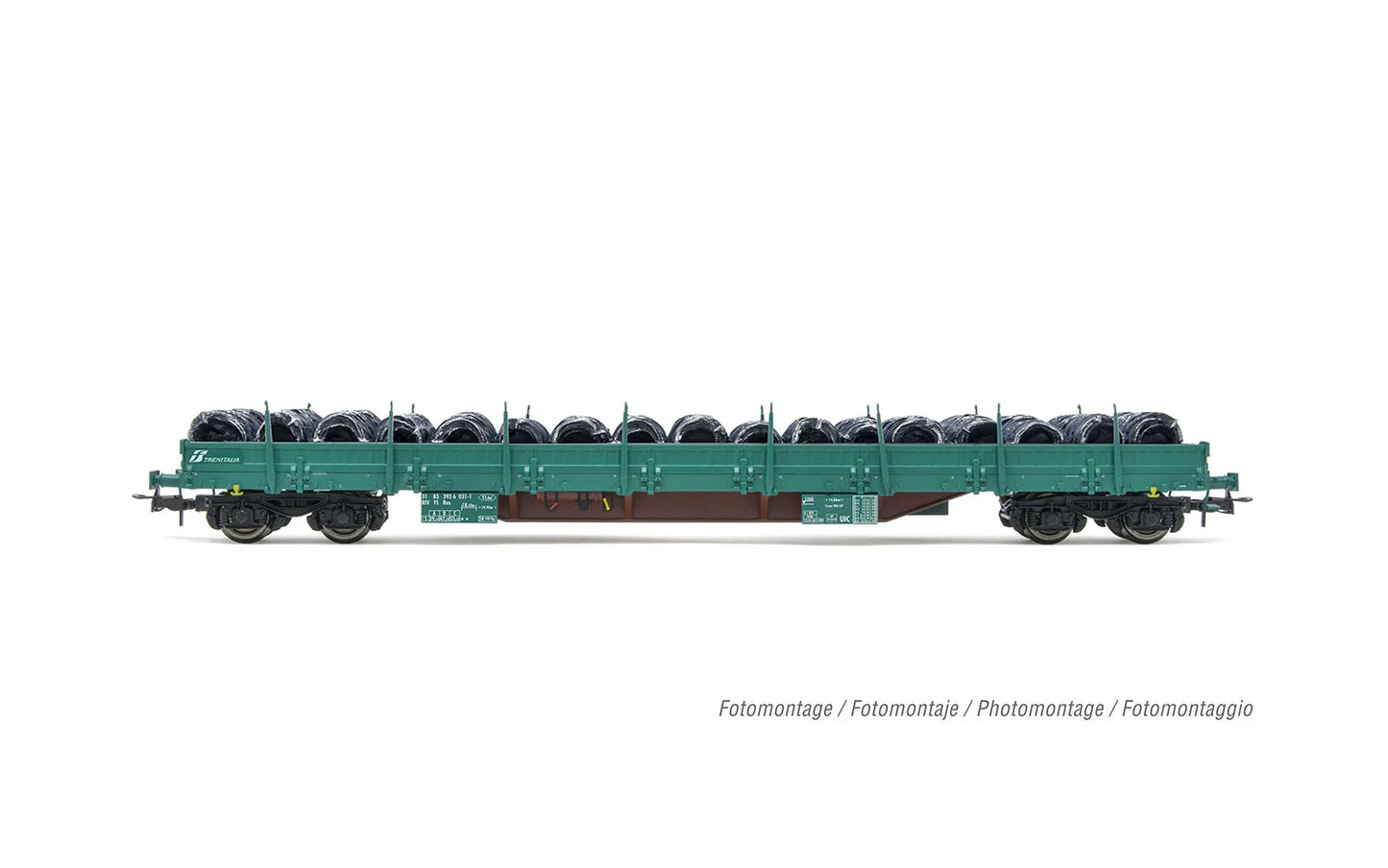 Rivarossi FS Res Bogie Stake Wagon Green w/Wire Coil Load VI HR6553 HO Gauge