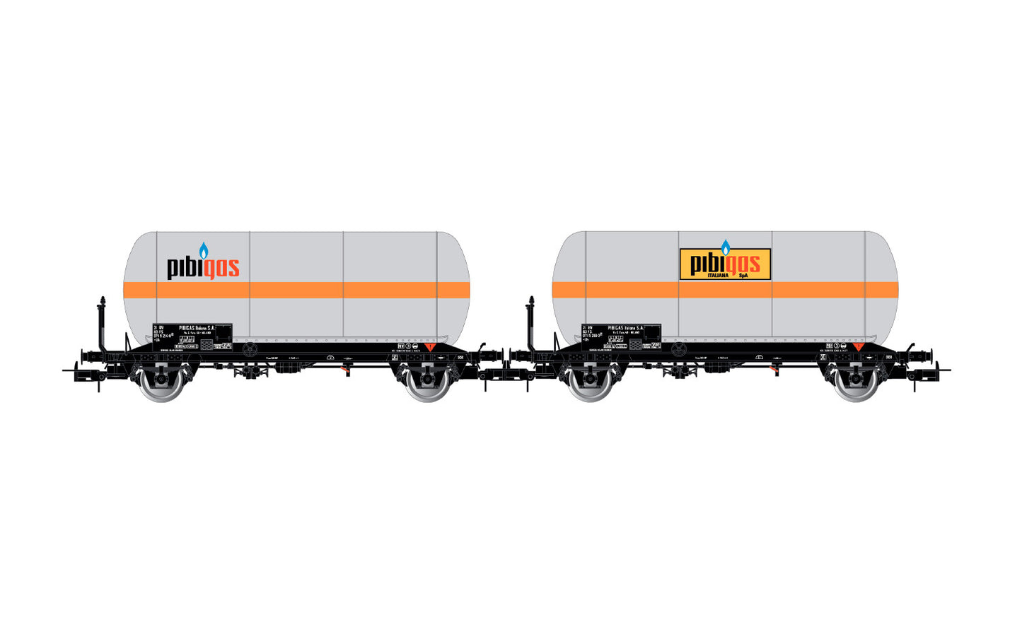 Rivarossi FS 2 Axle Gas Tank Wagon Liquigas Set (2) III HR6621 HO Gauge