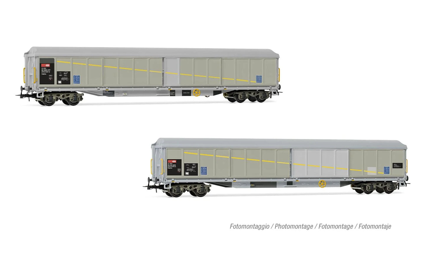 Rivarossi SBB Habils 4 Axle Sliding Wall Wagon Set (2) V HR6650 HO Gauge
