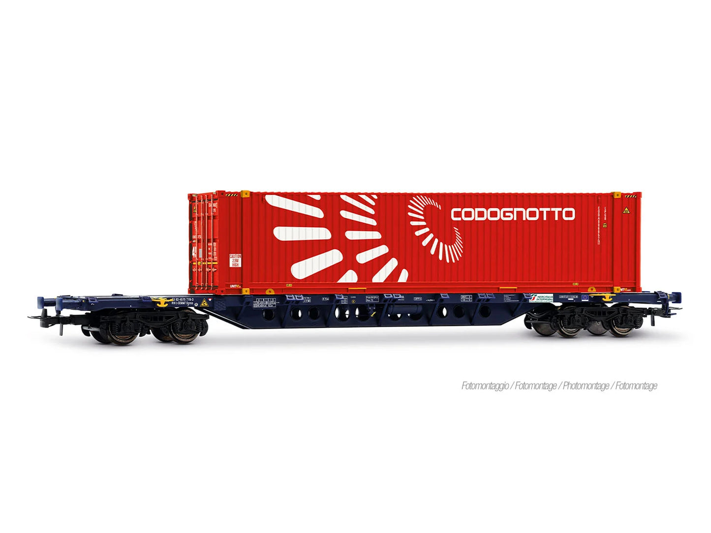 Rivarossi 6705 Mercitalia Sgnss Flat Wagon w/Codognotto Container Load VI