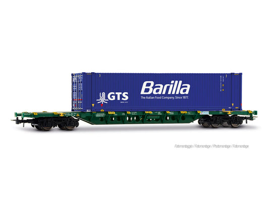 Rivarossi 6706 Mercitalia Sgnss Flat Wagon w/GTS Barilla Container VI HO Gauge