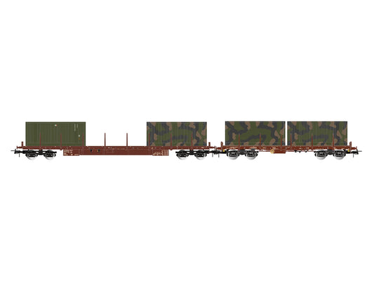 Rivarossi 6716 FS Rgs Flat Wagon w/Military Container Load Set (2) IV HO Gauge