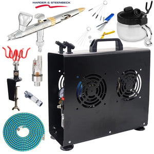 Harder & Steenbeck Evolution CRplus 2in1 Airbrush Premium Compressor Bundle Kit