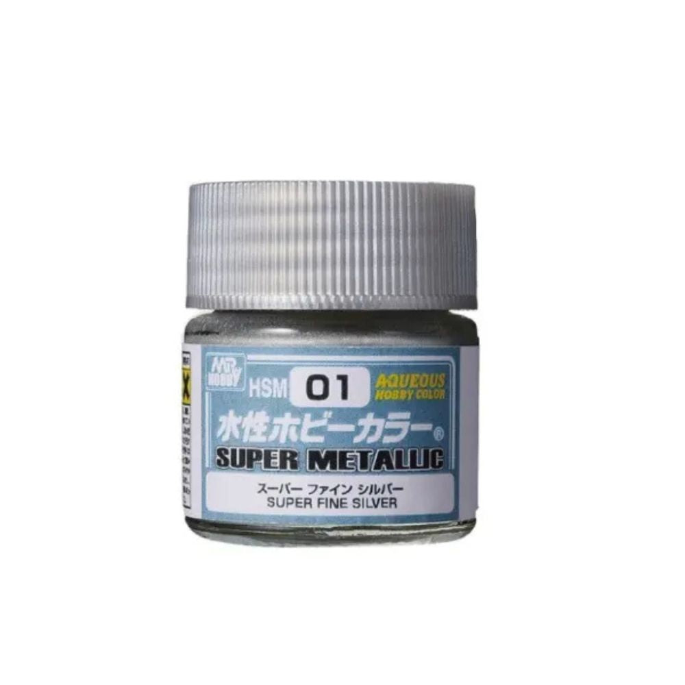 Mr Hobby Aqueous Hobby HSM-01 Super Metallic Color - Superfine Silver - 10ml