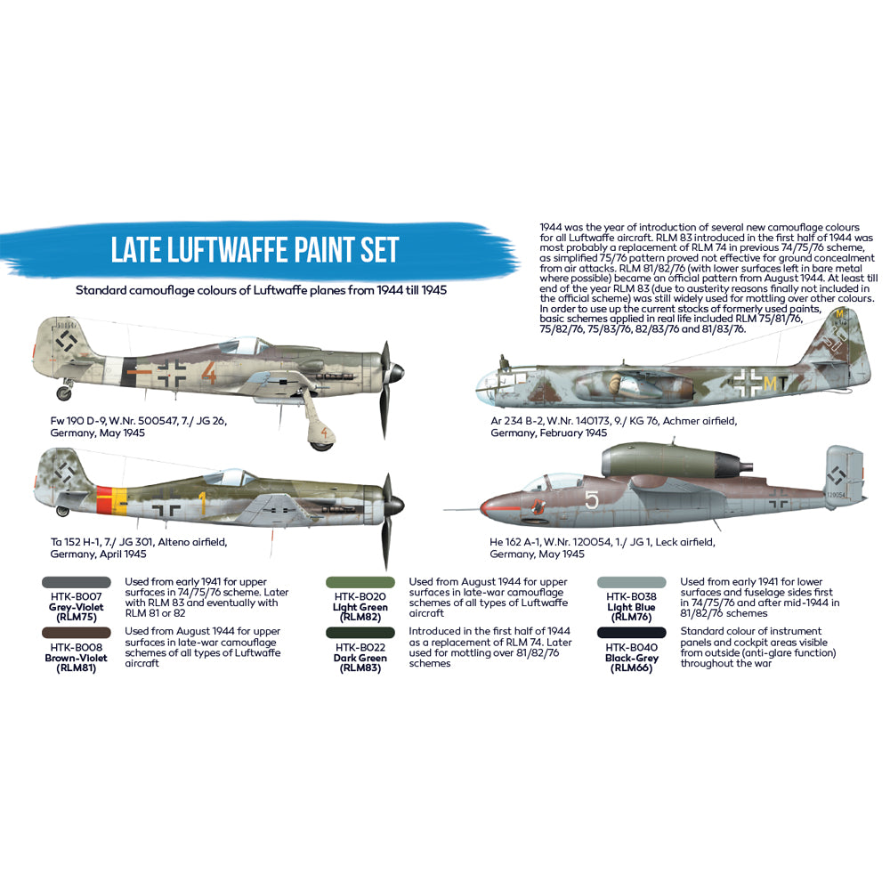 Hataka BS03 Late Luftwaffe Blue Line Acrylic Paint Set