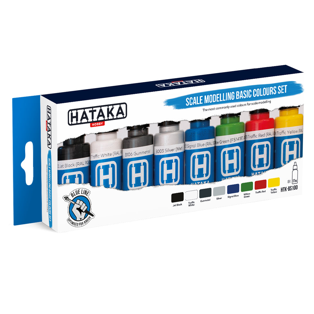 Hataka BS100 Basic Colours Blue Line Acrylic Paint Set